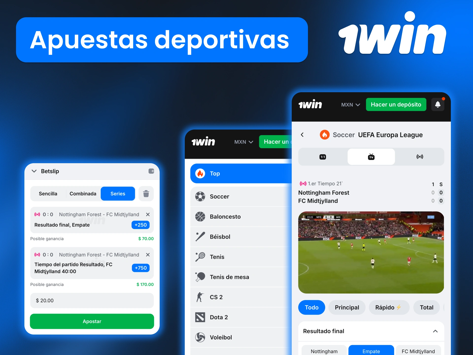 Empieza a apostar en la app de 1win y disfruta de una plataforma completa con deportes, eSports y eventos en vivo.