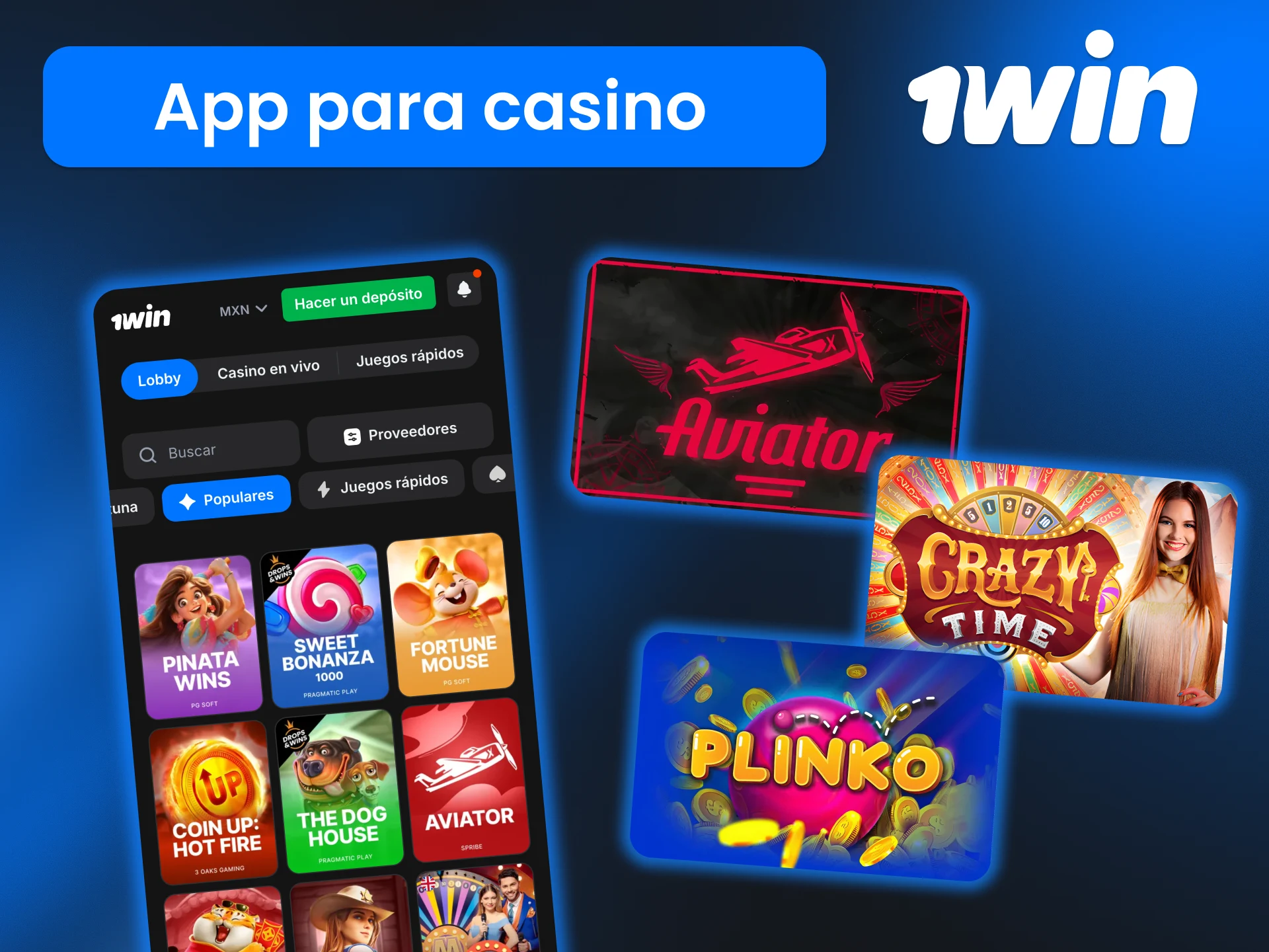Prueba el casino online de 1win desde la aplicación y juega en tragamonedas, minijuegos rápidos y mesas con crupieres en directo.