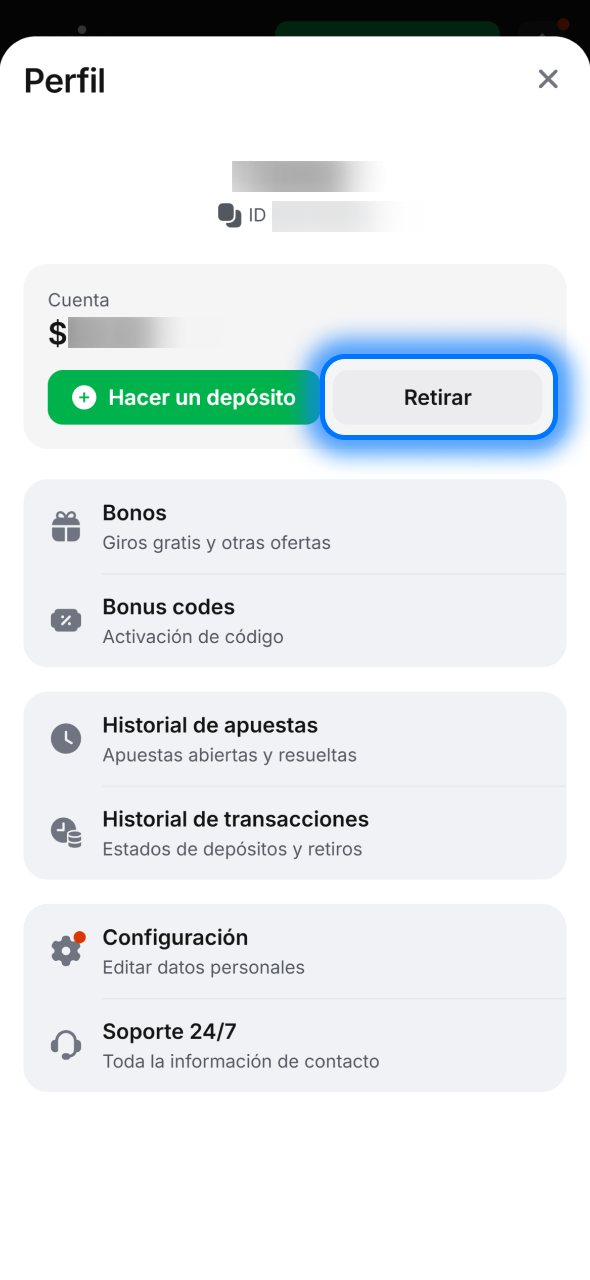 Cumple los requisitos del bono en 1win y retira tus ganancias fácilmente desde tu perfil.
