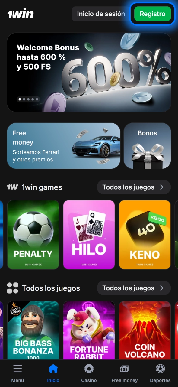 Únete a 1win y accede a bonificaciones atractivas con un registro rápido desde web o app.