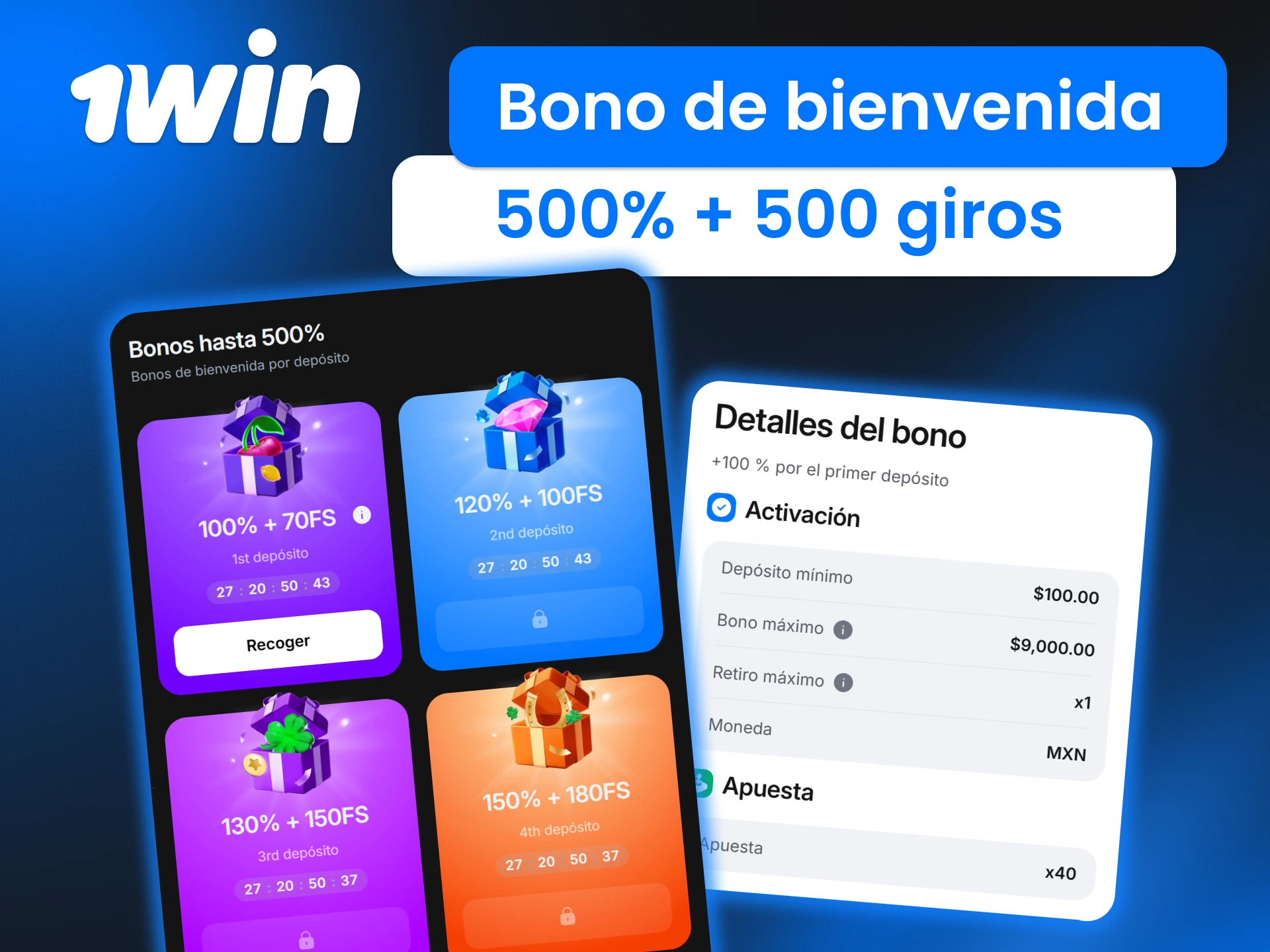 Haz tu primer depósito en 1win y aprovecha un generoso bono de bienvenida con saldo adicional y giros gratis que te permite comenzar a jugar con ventaja.