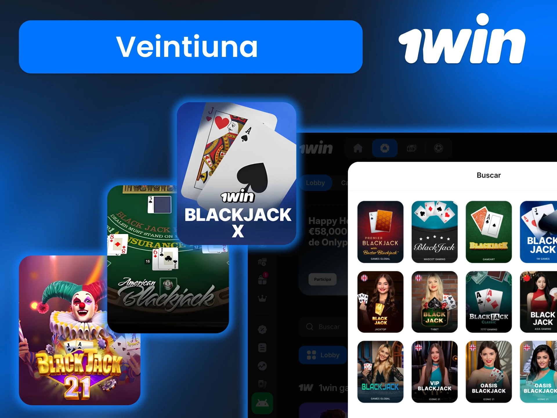 Vive la experiencia del blackjack en 1win y compite contra el crupier en partidas llenas de estrategia.