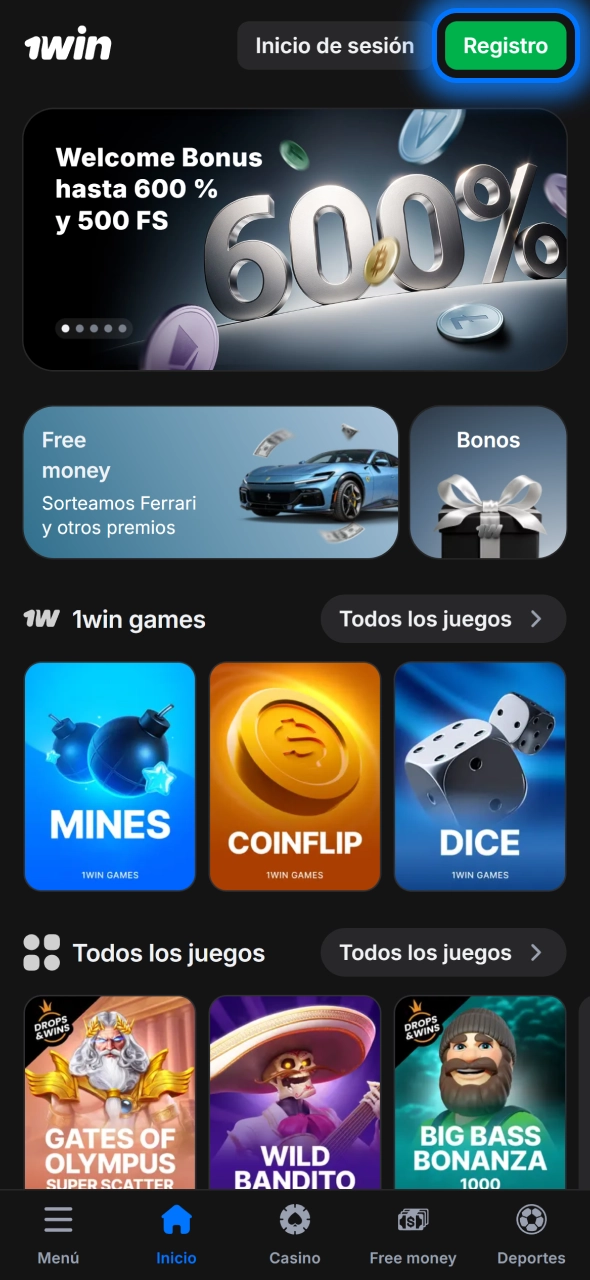 Regístrate en 1win y usa el código promocional para obtener beneficios extra desde el primer momento.