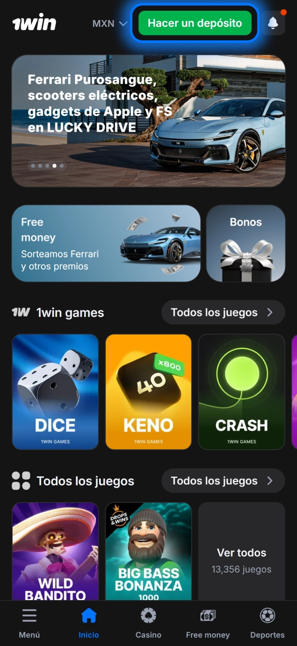 Añade saldo en 1win y revisa los bonos disponibles antes de confirmar tu depósito.