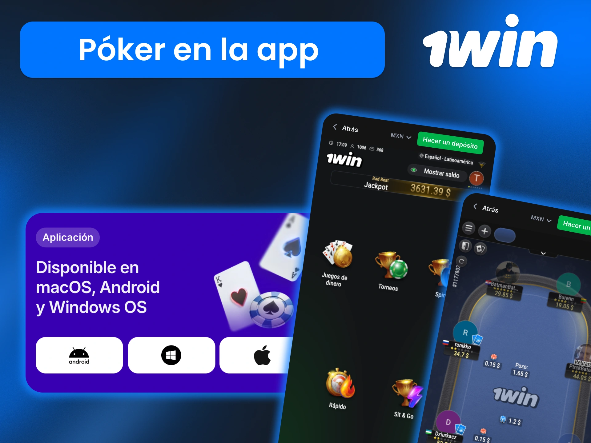 Sumérgete en el póker móvil de 1win y disfruta de partidas continuas con pagos y gestión de cuenta integrados.