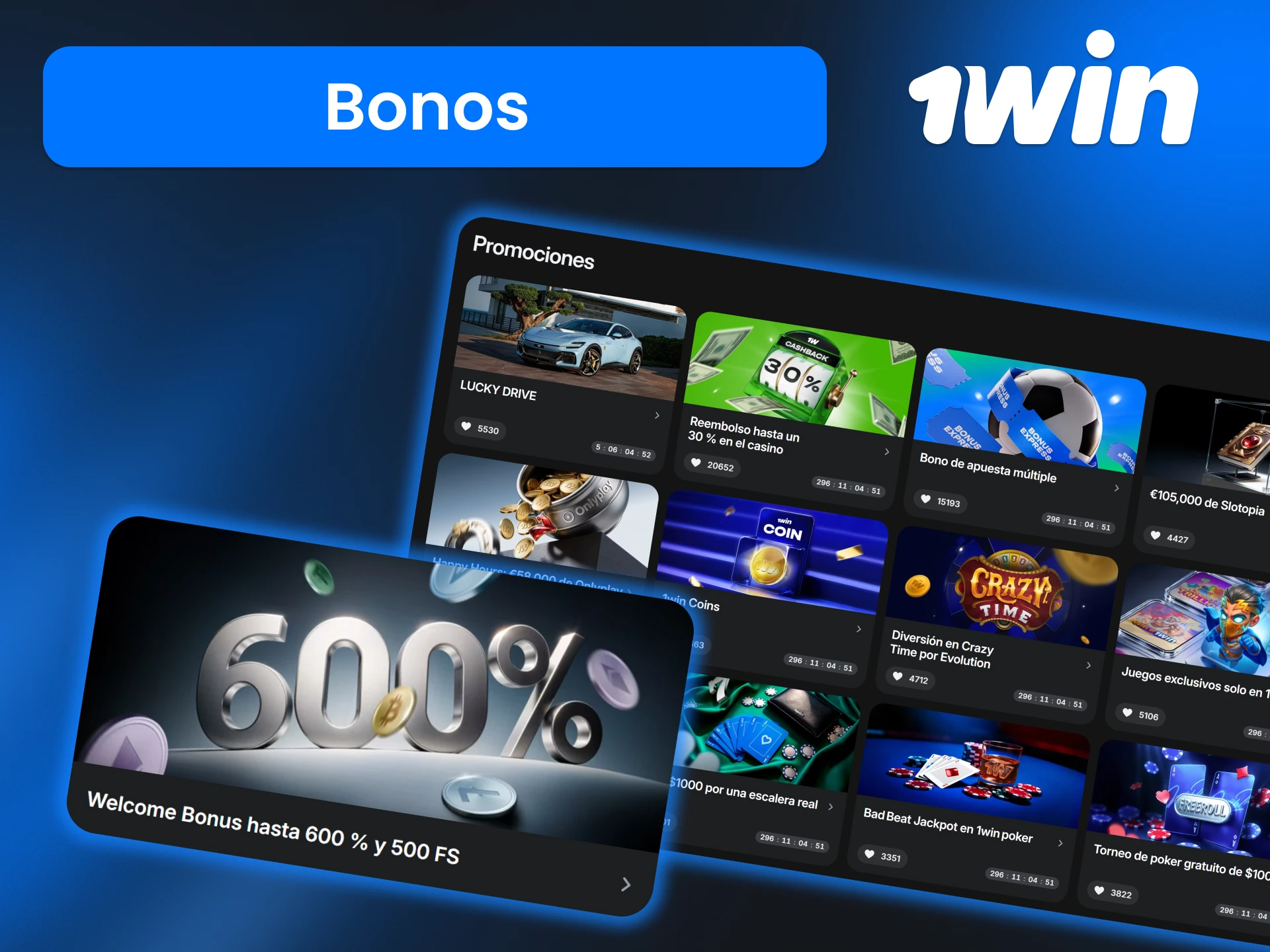 Utiliza los bonos de 1win y juega con más recursos en cada apuesta o partida de casino.