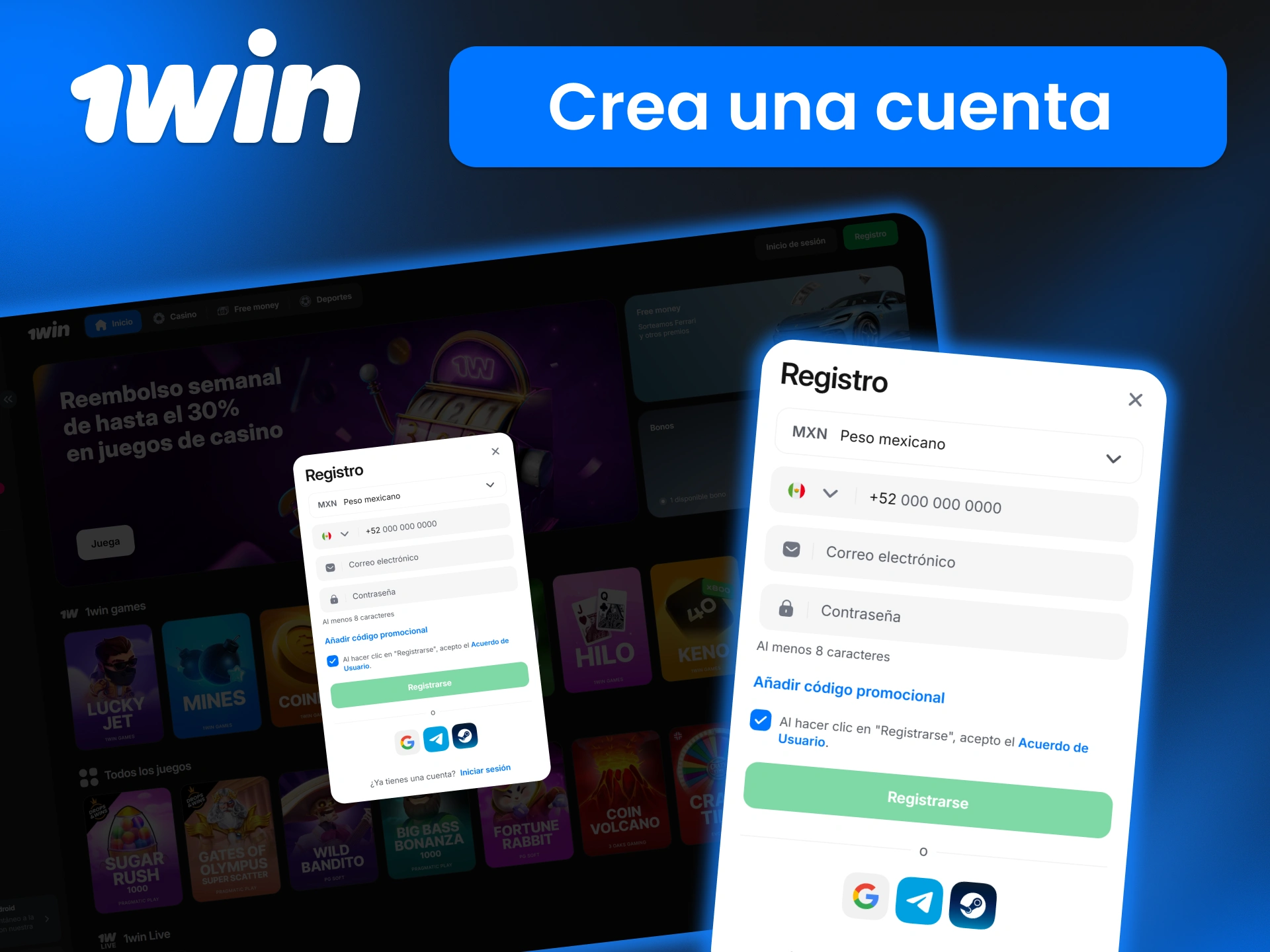 Empieza a usar 1win creando tu cuenta y disfruta de casino, deportes y promociones.