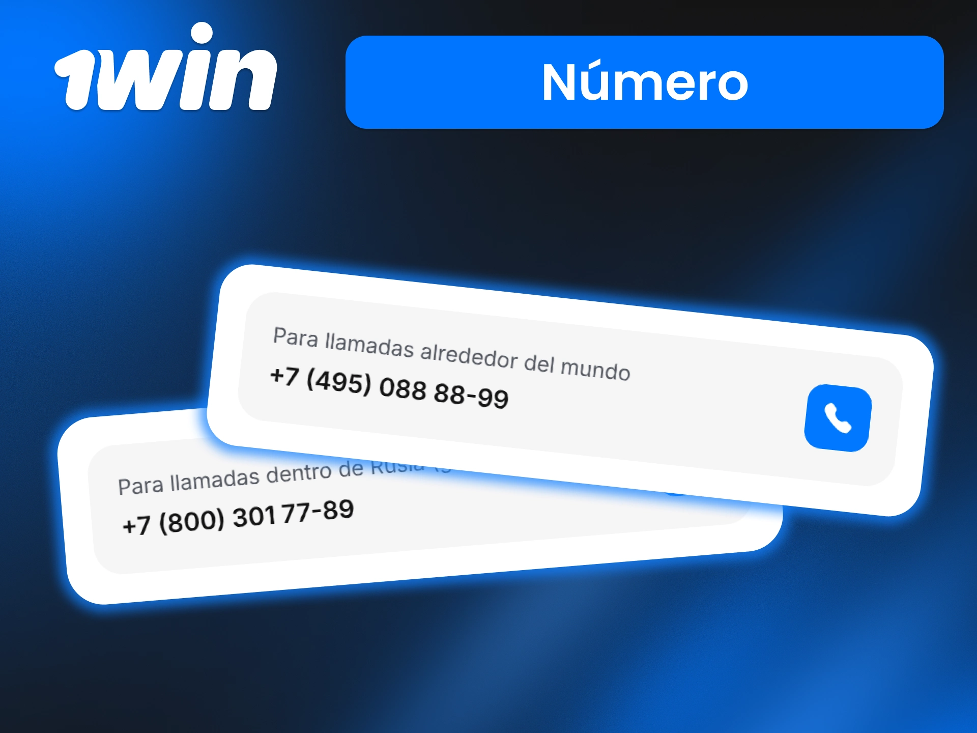 Comunícate por teléfono con 1win y obtén asistencia rápida sobre registros, depósitos o retiros.